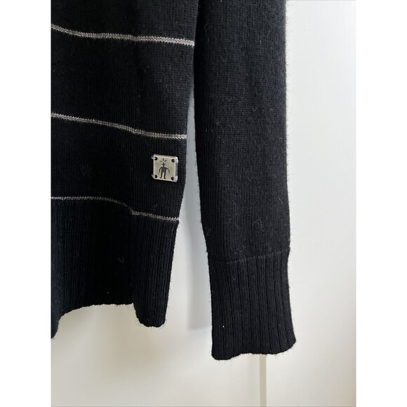 EUC Smartwool Men Merino Wool Crew Sweater Black Gray Stripes Med - Picture 4 of 10